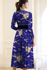[Fleece lining] Moon viewing cache-coeur ribbon dress (with antistatic petticoat)