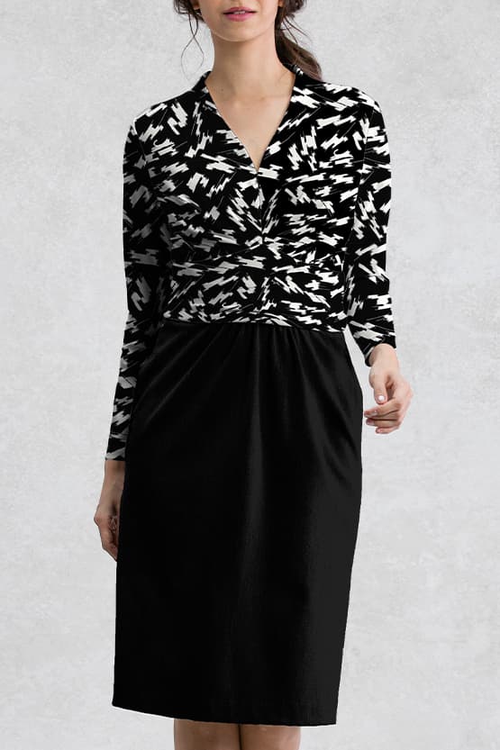 Fleece-Lined × Smart Stretch Black Fine Cats Shell Dress