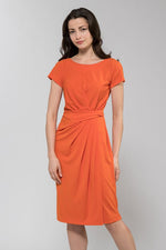 Italian Orange Short Sleeve Drape Dress