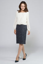 Stretch Chiffon: Navy Stretch Tweed Blouse Dress