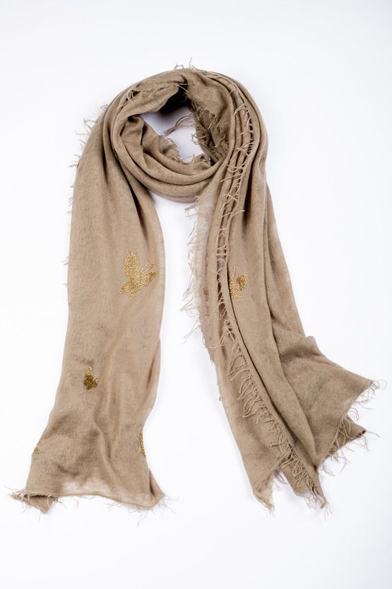 Camel Cashmere Butterfly Scarf