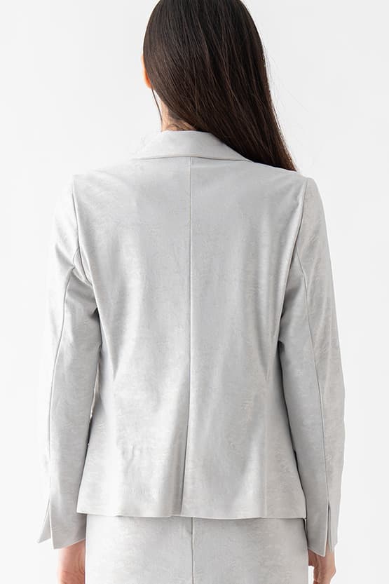 Stretch Jacquard: Greige Ocean Jacquard Tailored Jacket