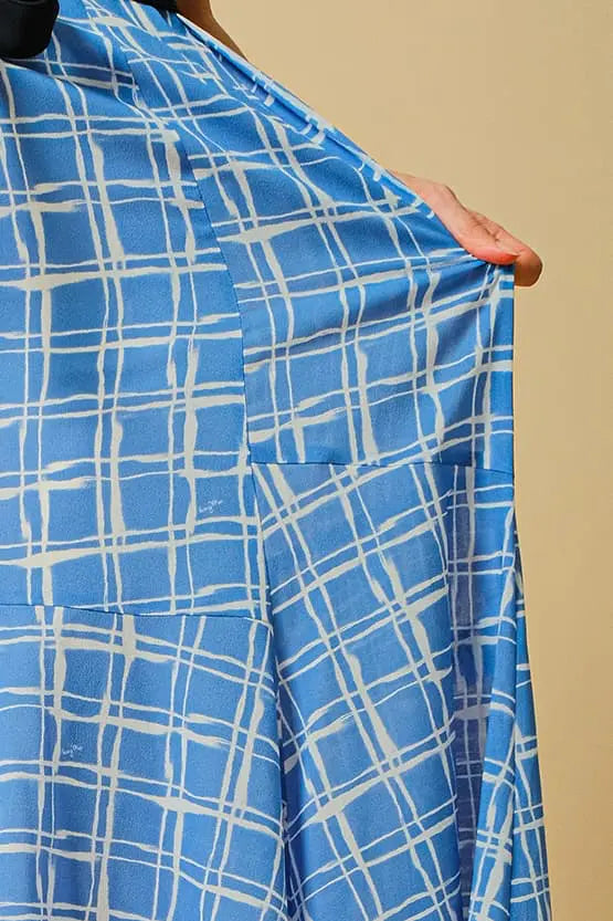 Stretch Chiffon: Stretch Chiffon Azure Lattice Long Mermaid Dress