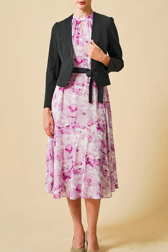 Stretch Chiffon Watercolor Mauve Long Mermaid Dress