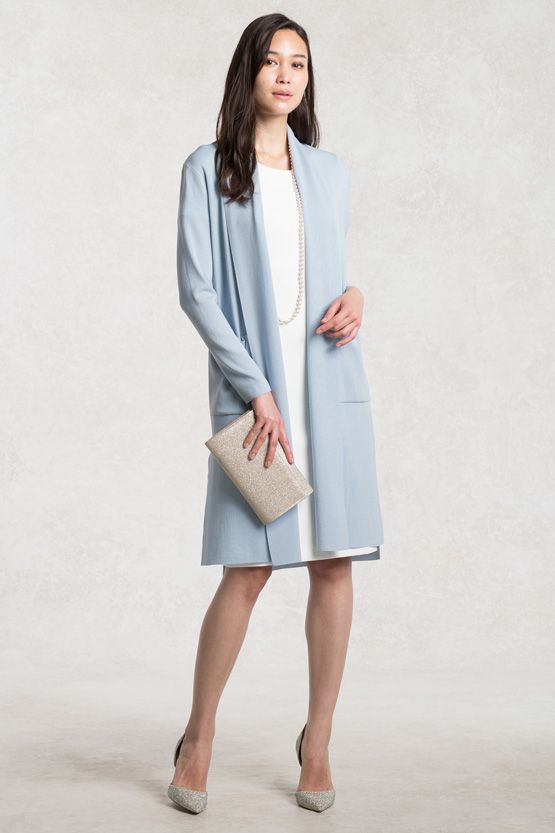 Baby Blue Kanazawa Washable Cardigan With Side Slits
