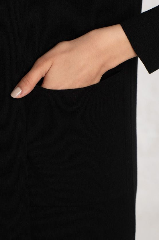 Black Kanazawa Cardigan With Side Slits