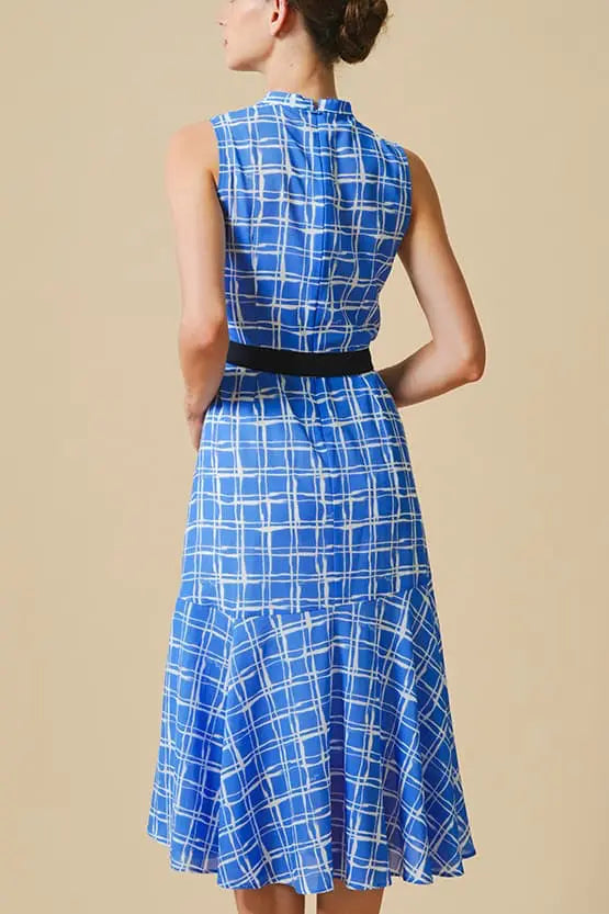 Stretch Chiffon: Stretch Chiffon Azure Lattice Long Mermaid Dress