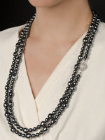 Elegance Gray Lightweight Balsa Pearl Long Necklace (61G)