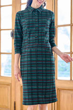 Green Tartan Check Shirt Dress
