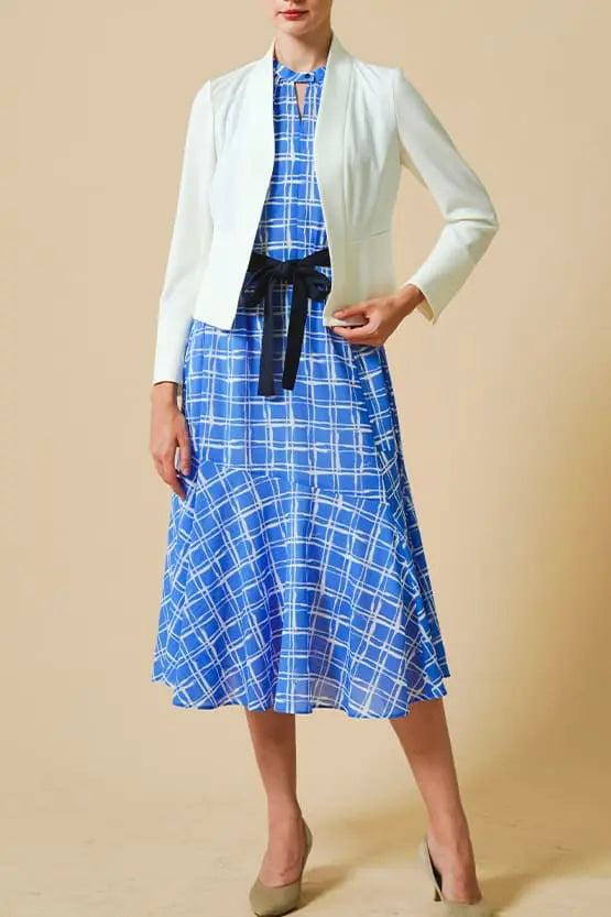 Stretch Chiffon: Stretch Chiffon Azure Lattice Long Mermaid Dress