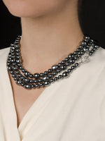 Elegance Gray Lightweight Balsa Pearl Long Necklace (61G)
