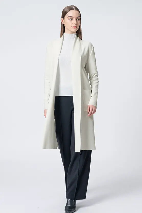 Washable Wool Knit: Long Line Cardigan