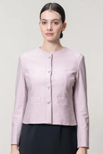 [Stretch Jacquard] Collarless Short Jacket