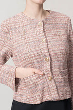 Boucle Tweed: Collarless Short Jacket