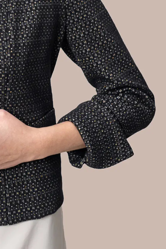 Lame Jacquard:Bolero-Length Jacket