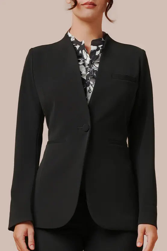Smart Stretch: Black No-Curl Long Jacket