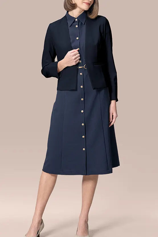 Smart Stretch Front Hook Collarless Jacket