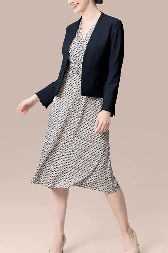 Smart Stretch Front Hook Collarless Jacket