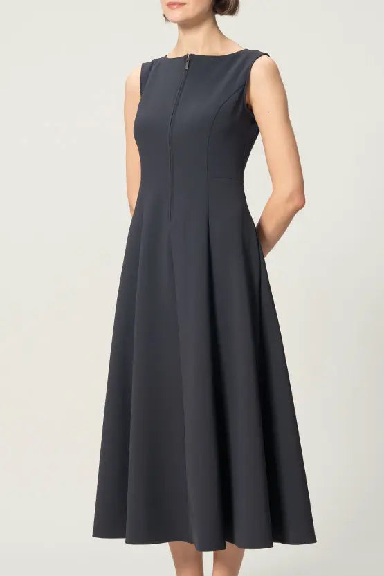Active Stretch: A-line front zip long dress