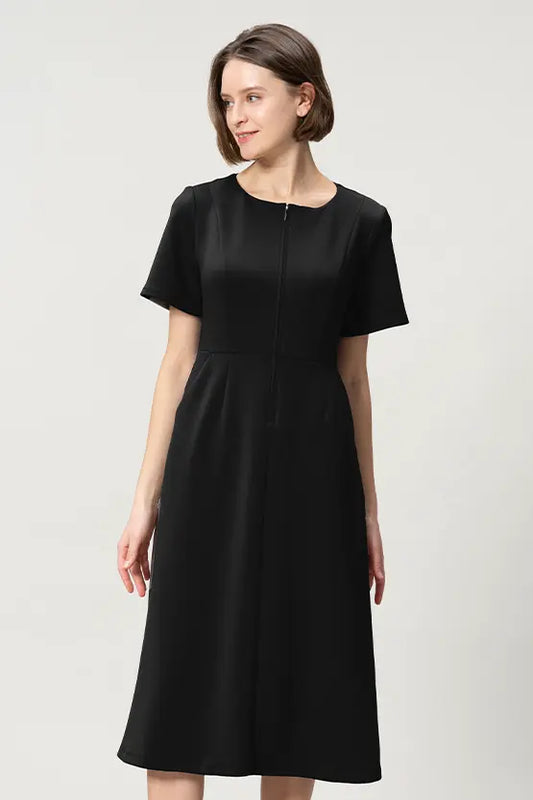 Space Material: A-line Front Zip Dress