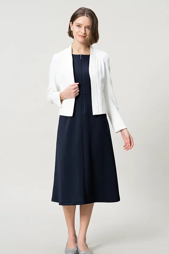 Space Material: A-line Front Zip Dress