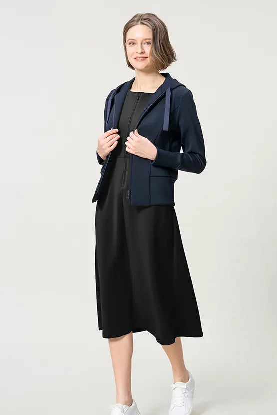 Space Material: A-line Front Zip Dress