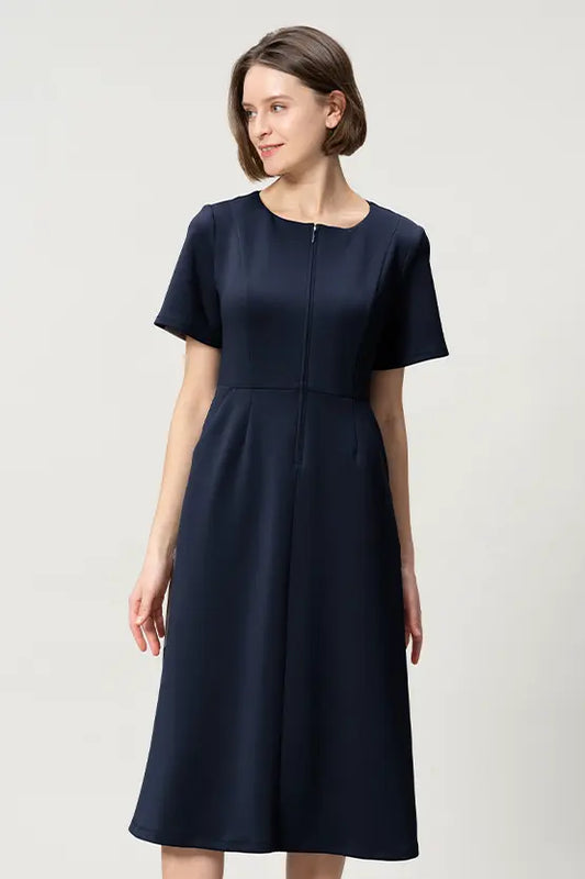 Space Material: A-line Front Zip Dress