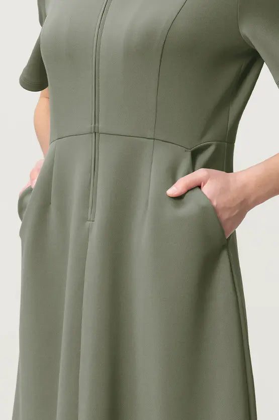 Space Material: A-line Front Zip Dress