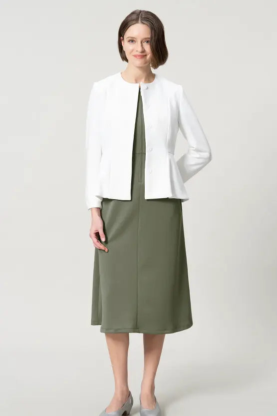 Space Material: A-line Front Zip Dress