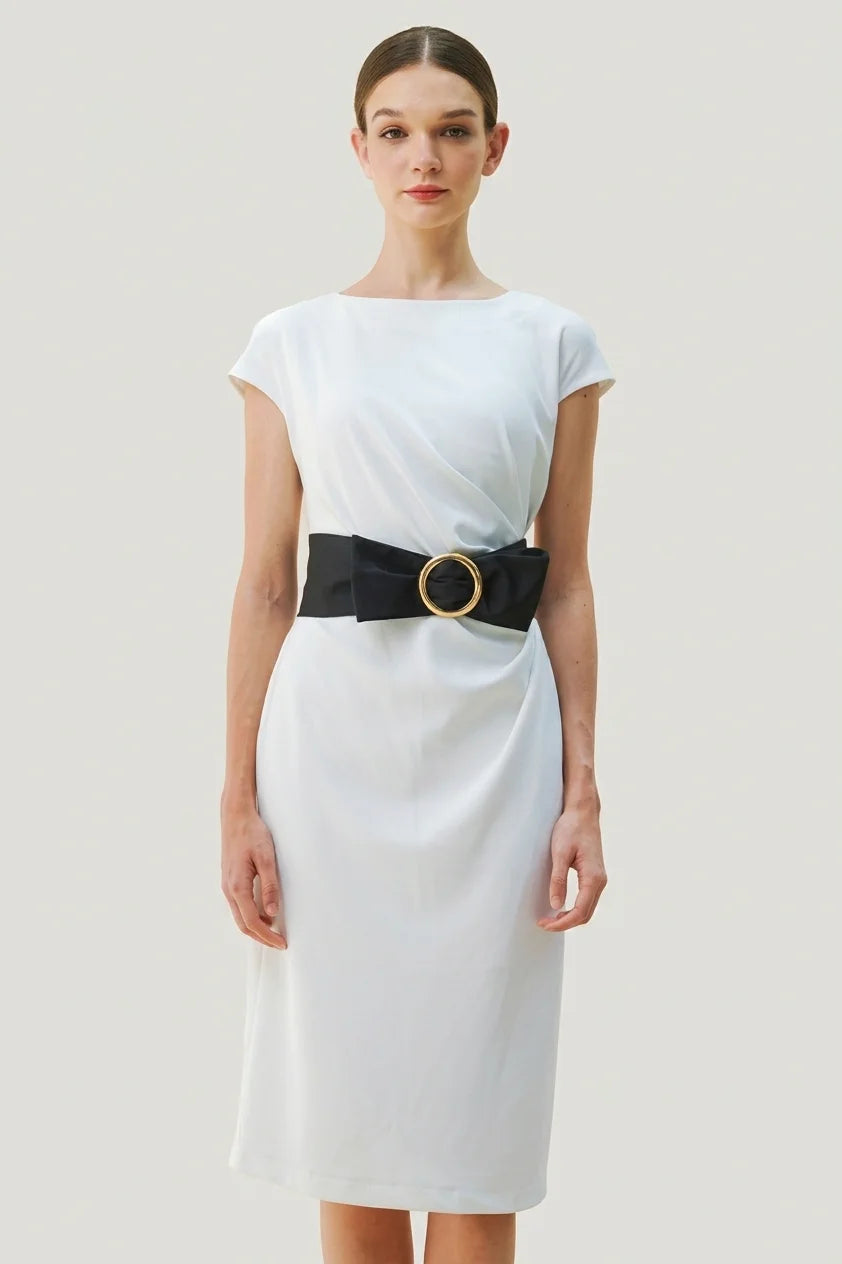 Active Stretch: Active Stretch White Sash T-Dress