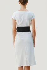 Active Stretch: Active Stretch White Sash T-Dress