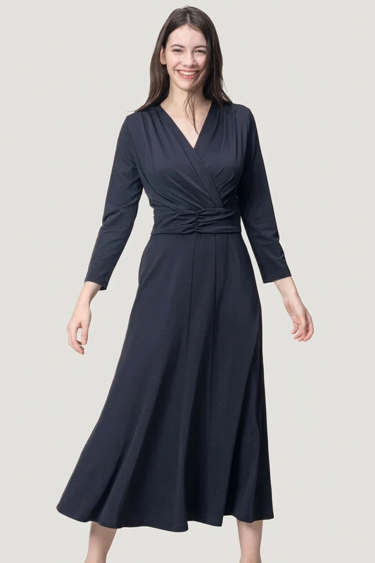 Stretch Jersey: Navy Long Marilyn Dress