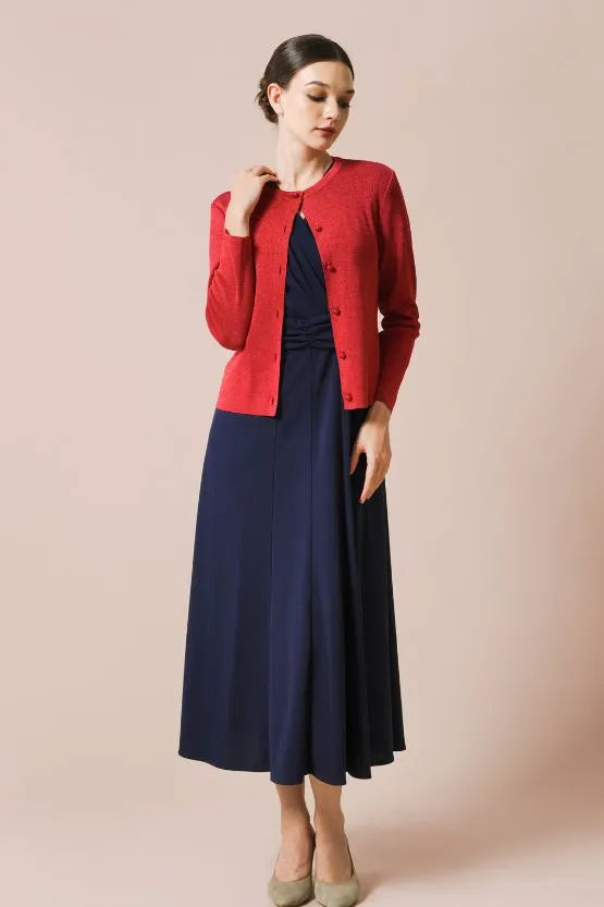 Stretch Jersey: Navy Long Marilyn Dress