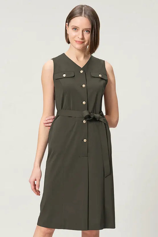 Tech Jersey: Front Button Dress