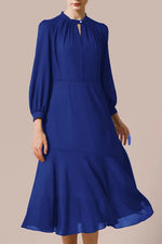 Stretch Chiffon:Navy Long Mermaid Dress