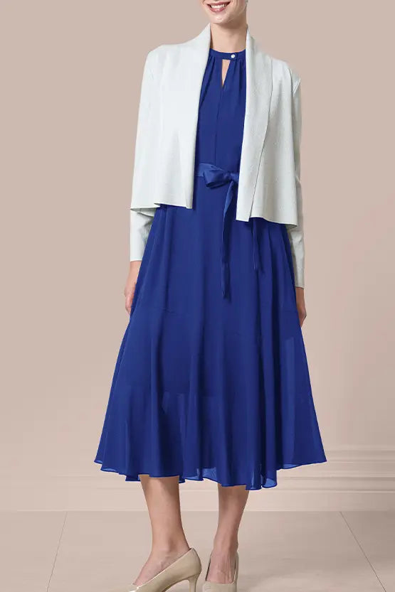 Stretch Chiffon:Navy Long Mermaid Dress