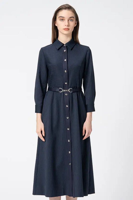 Active Warm Pinstripe: Shirt Dress