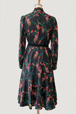 Stretch Chiffon: Black Garden Mermaid Dress With Tie