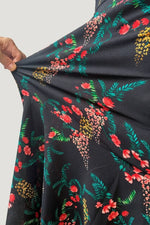 Stretch Chiffon: Black Garden Mermaid Dress With Tie