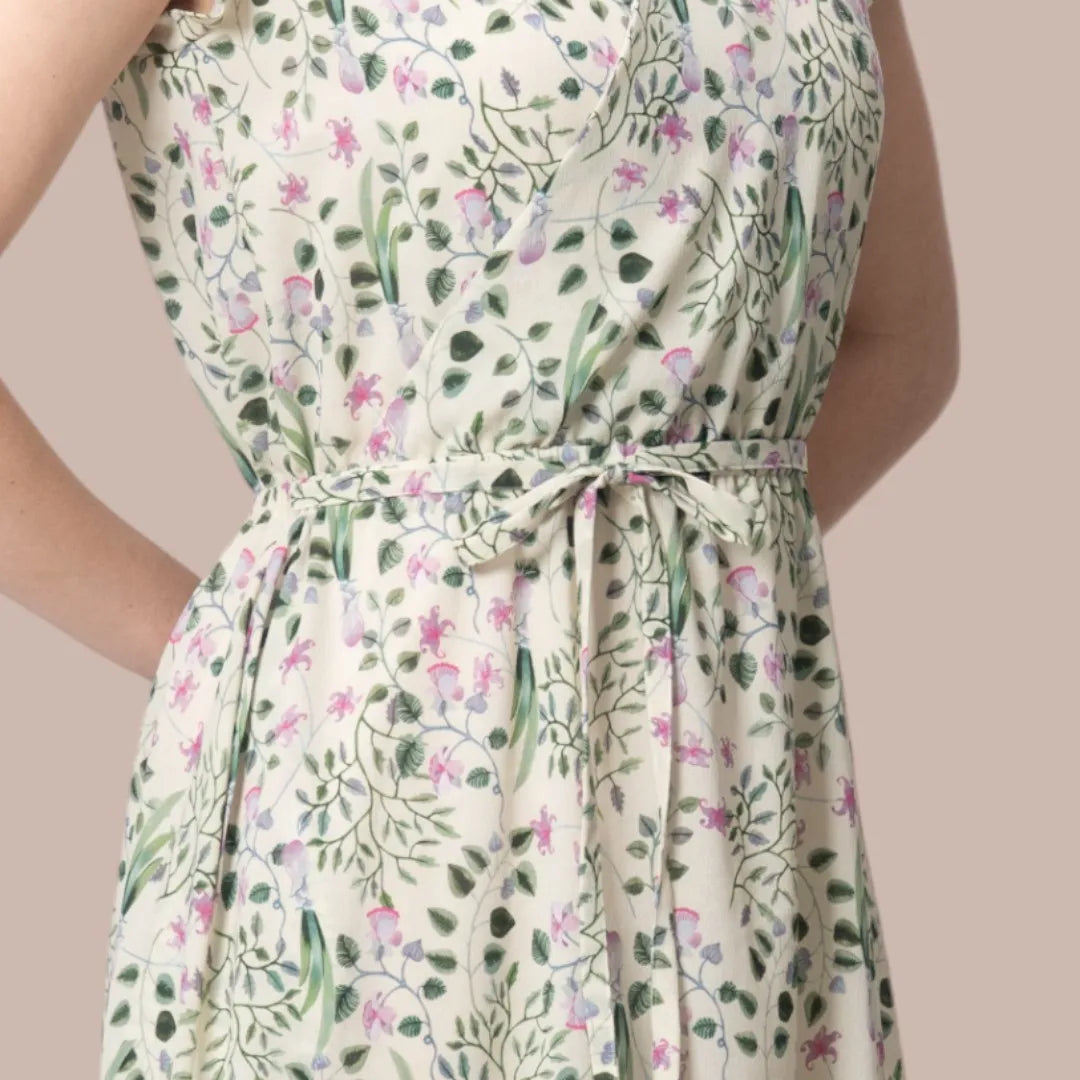 A comfortable, elastic-waisted wrap dress