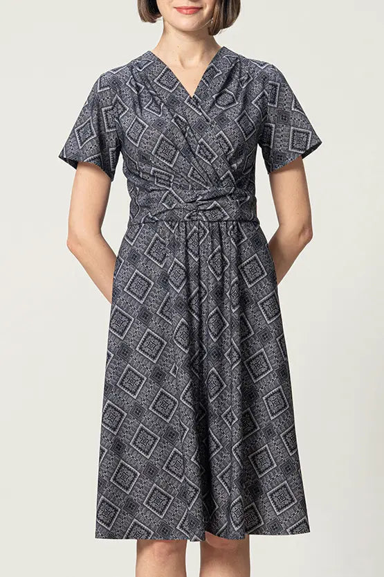 Oshima Tsumugi Design Stretch Jersey: Marilyn Dress