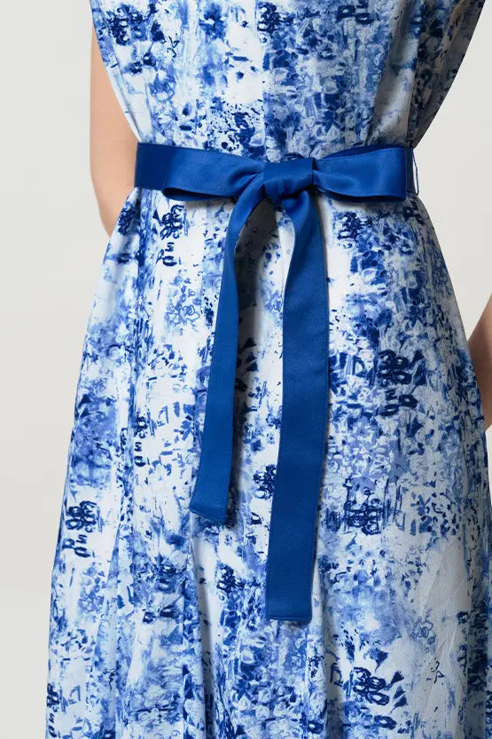 Stretch Chiffon: Twist Neck Mid-Length Mermaid Dress