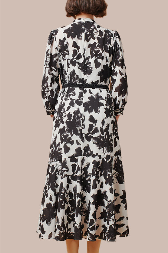 Stretch Chiffon: Stretch Chiffon - Shadow Flower Long Mermaid Dress