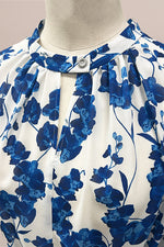 Stretch Chiffon: Navy Orchid Long Mermaid Dress