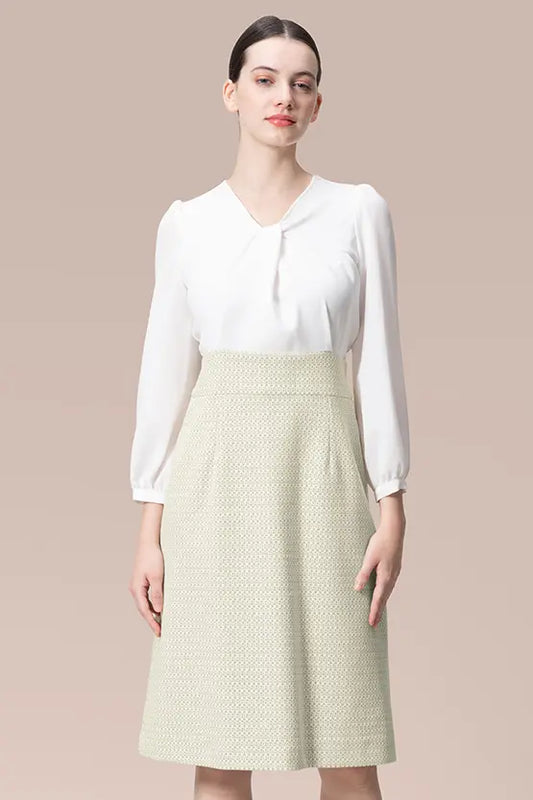 Stretch Georgette x Lame Jacquard Twisted Trapezoid Dress in metallic jacquard fabric.