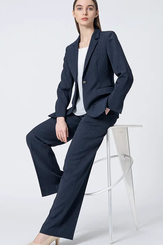 Active Warm Pinstripe: Straight Pants