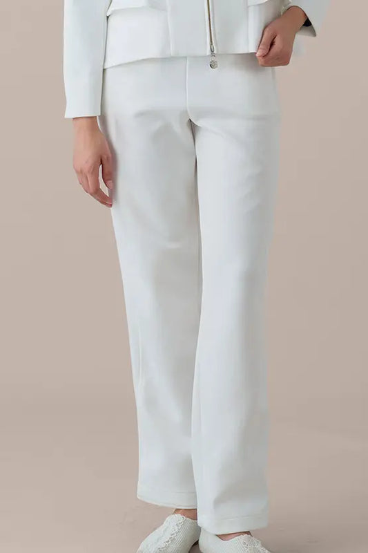 Black Space Material: Side Rib Pants with a relaxed fit and subtle ribbing detail on the side seams.