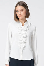 Back Satin Georgette: Frill Long-Sleeve Blouse