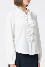 Back Satin Georgette: Frill Long-Sleeve Blouse