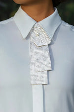 Authentic Oshima Tsumugi: Stretch Georgette Shirt with Bow Tie